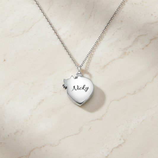 Engraved Cat Urn Necklace