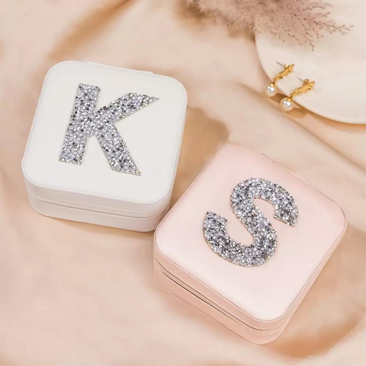 Personalized Rhinestone Initial Jewelry Box