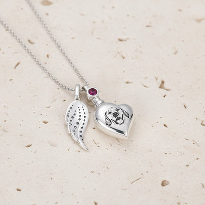 Engraved Heart Birthstone Urn Necklace