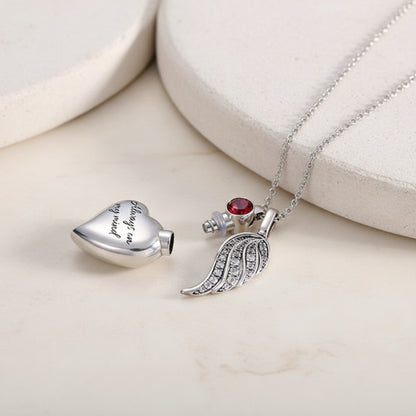 Engraved Heart Birthstone Urn Necklace