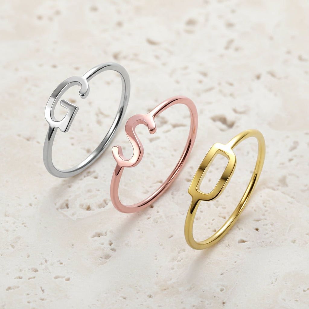 Custom Dainty Stackable Initial Rings