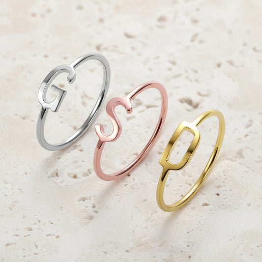 Custom Dainty Stackable Initial Rings