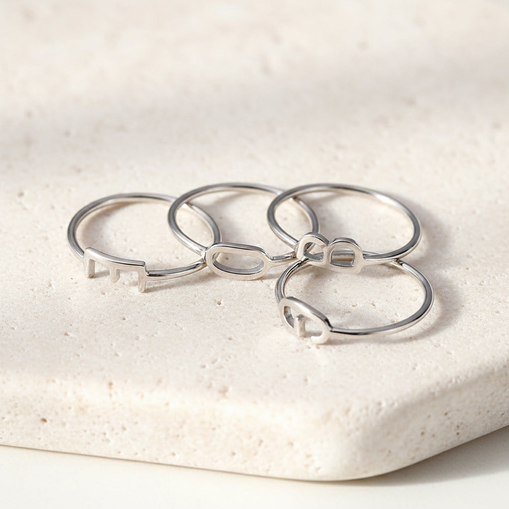 Custom Dainty Stackable Initial Rings