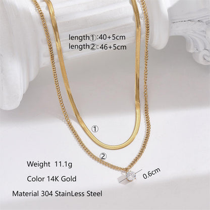 Modern 14K Gold Simple Layered Necklaces