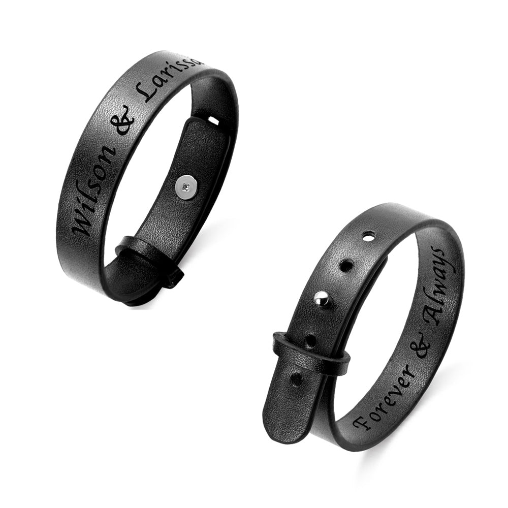 Personalized Engraved Leather Bracelet