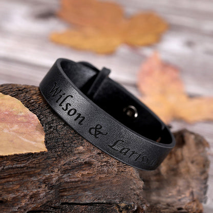 Personalized Engraved Leather Bracelet