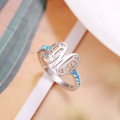 Custom Monogram Birthstone Ring