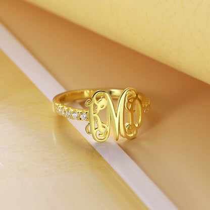 Custom Monogram Birthstone Ring