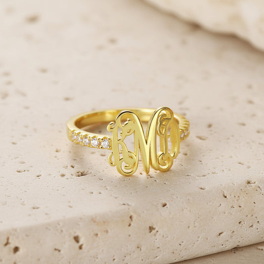 Custom Monogram Birthstone Ring