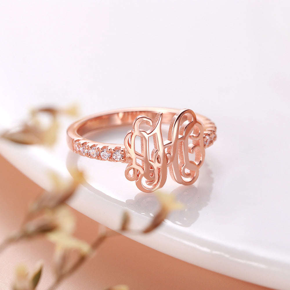 Custom Monogram Birthstone Ring