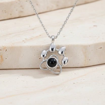 Custom Pet Paw Photo Projection Necklace