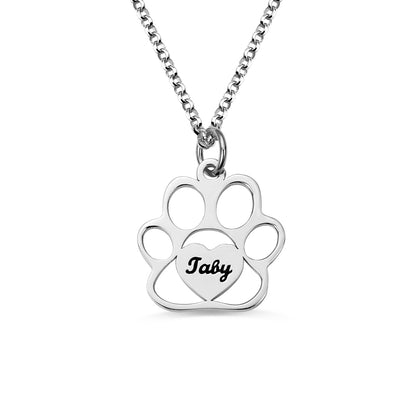 Personalized Pet Paw Name Necklace