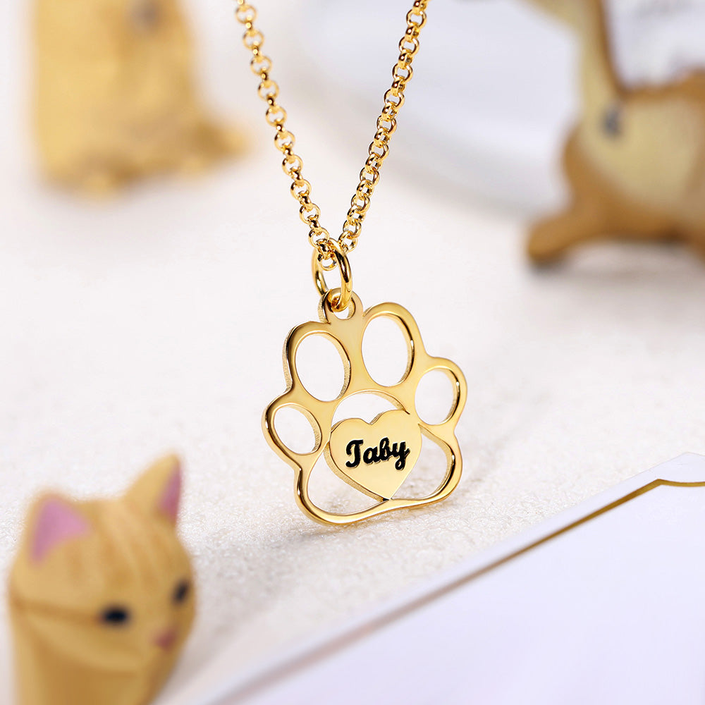 Personalized Pet Paw Name Necklace