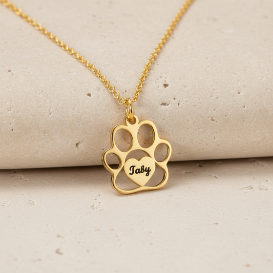 Personalized Pet Paw Name Necklace