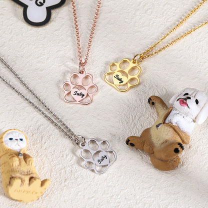 Personalized Pet Paw Name Necklace