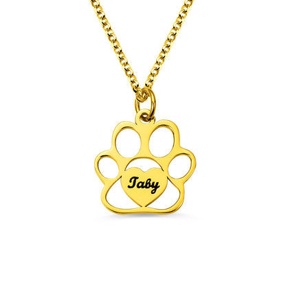 Personalized Pet Paw Name Necklace