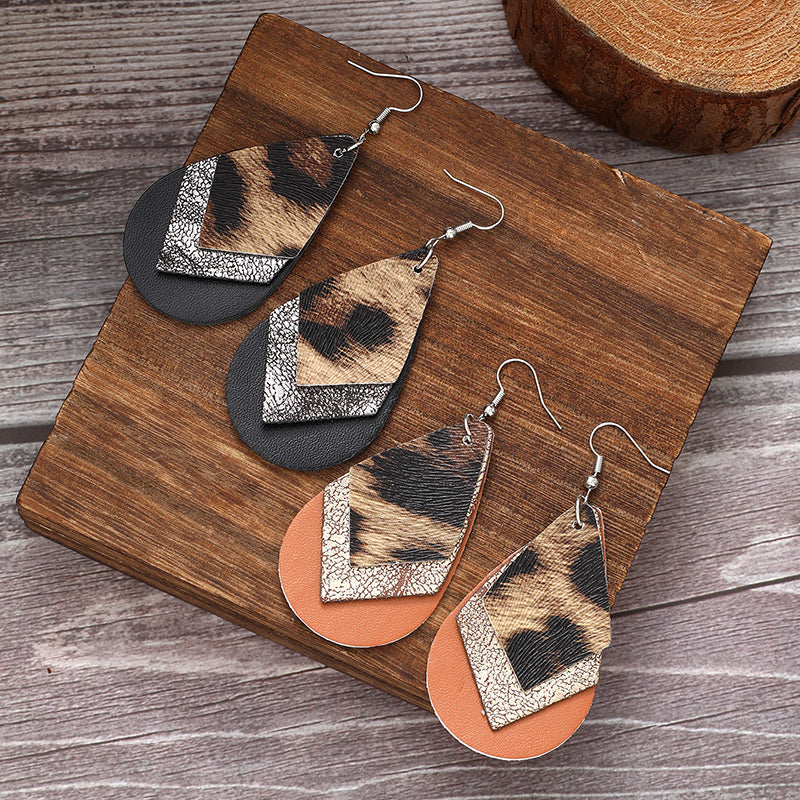 Western Cowhide Leather Dangle Earrings