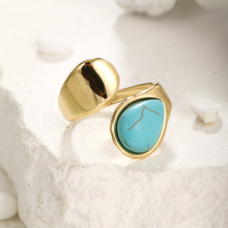 Boho Simple Turquoise Open Ring