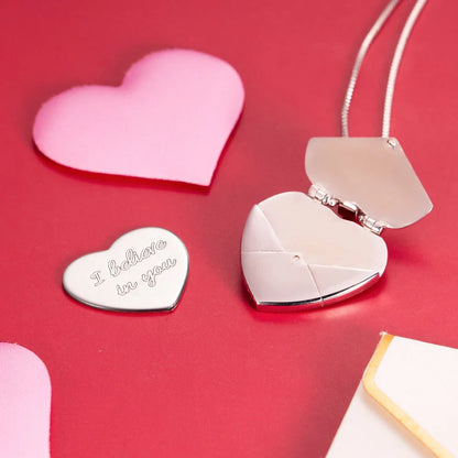 Custom Heart Envelope Locket Necklace