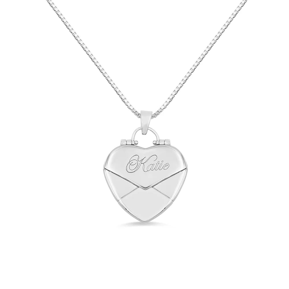 Custom Heart Envelope Locket Necklace