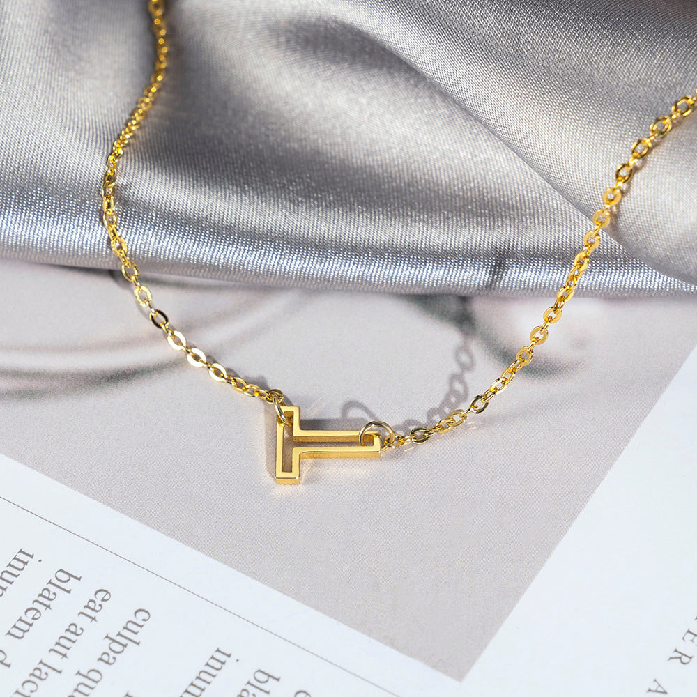 Personalized Hollow Initial Necklace