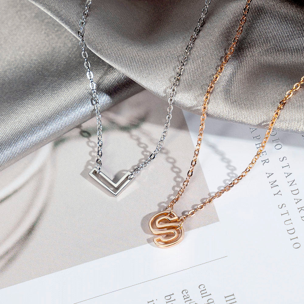 Personalized Hollow Initial Necklace