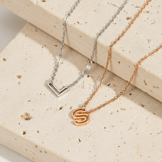 Personalized Hollow Initial Necklace