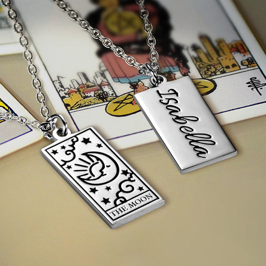 Custom Engraved Tarot Card Necklace