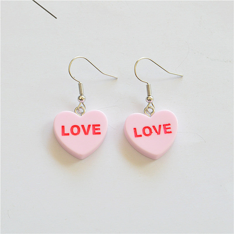 Cute Heart Resin Drop Earrings