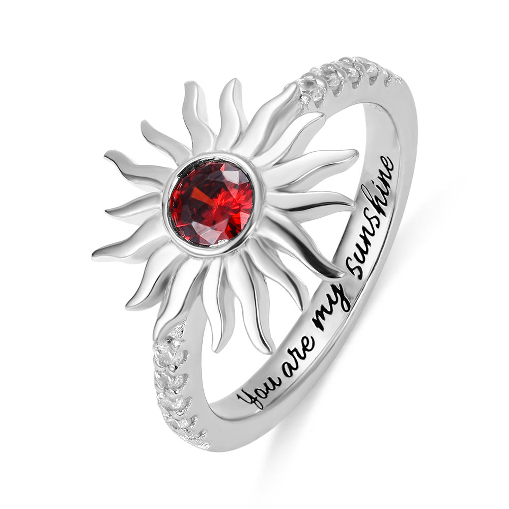 Personalized Sun Birthstone Ring