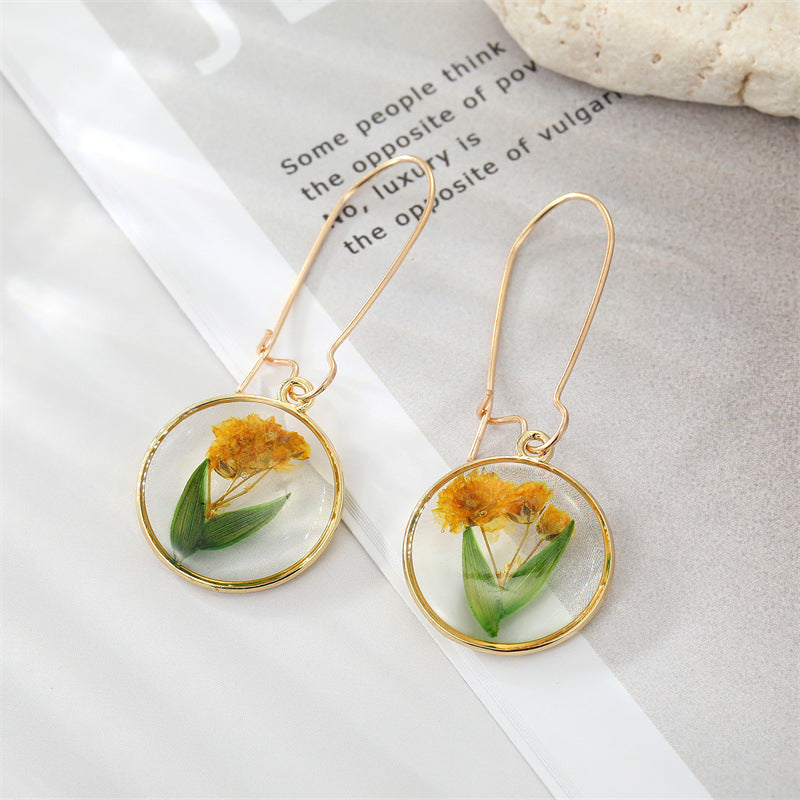 Pressed Flowers Resin Drop Earrings