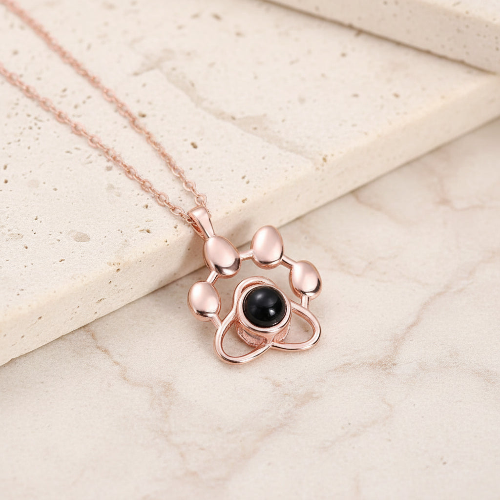 Custom Pet Paw Photo Projection Necklace
