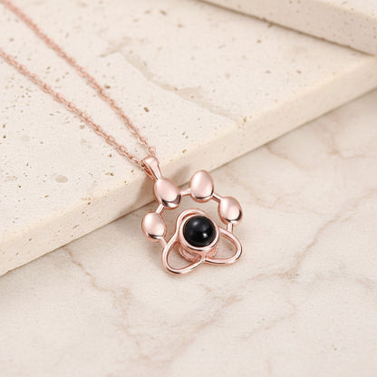 Custom Pet Paw Photo Projection Necklace
