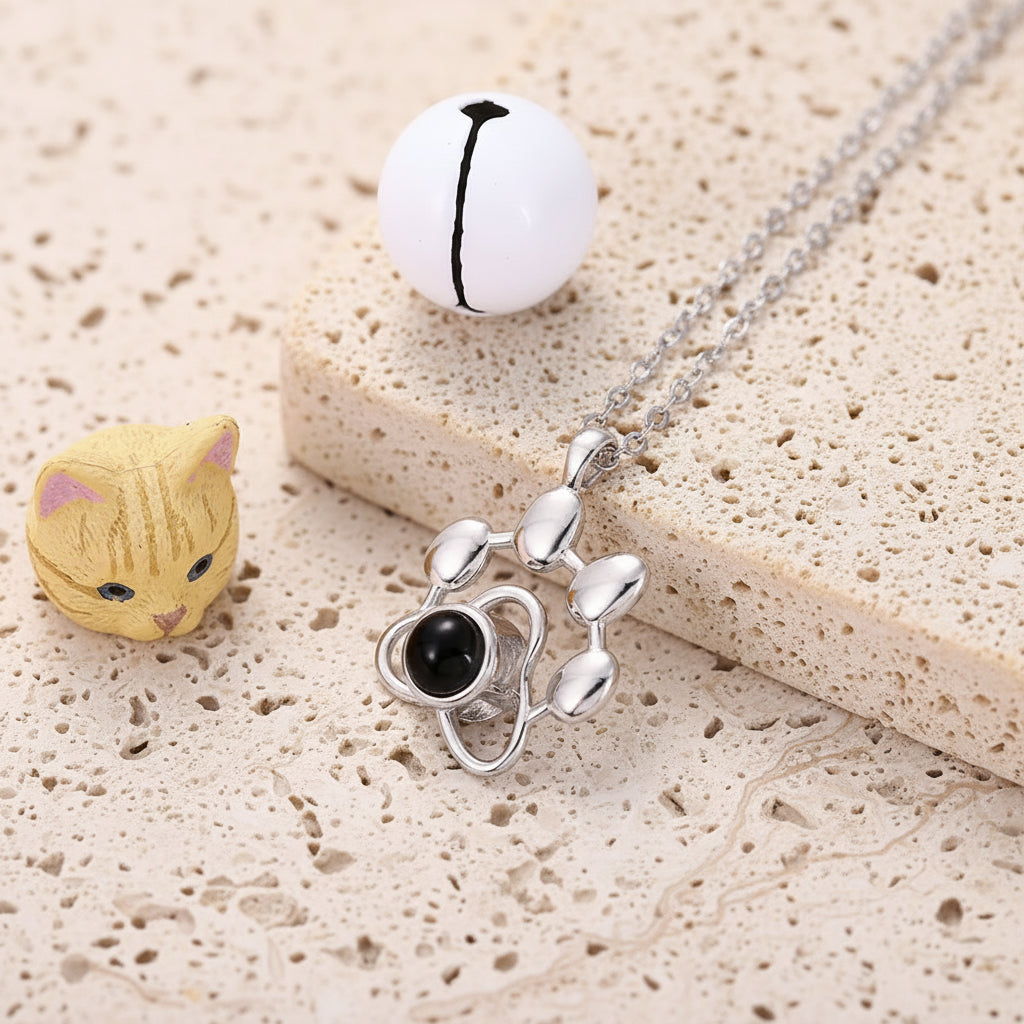 Custom Pet Paw Photo Projection Necklace