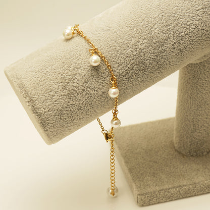 Pearl Charm Golden Chain Anklet