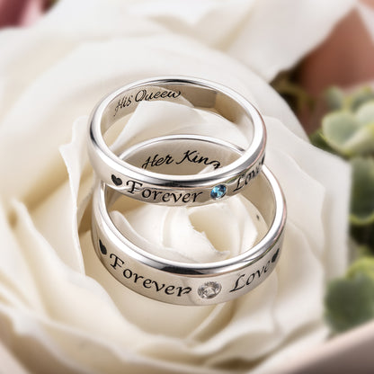 Personalized Birthstone Engraved Wedding Bands