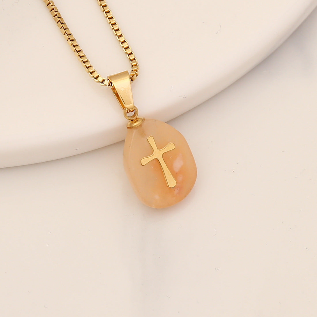 Gemstone Cross Pendant Necklace