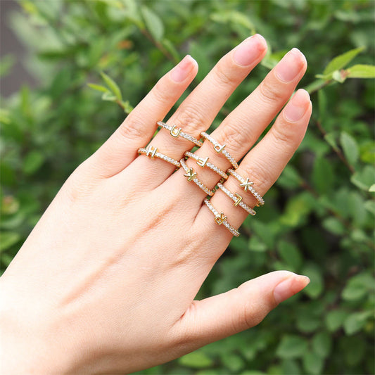 Minimalist Letter Stackable Rings