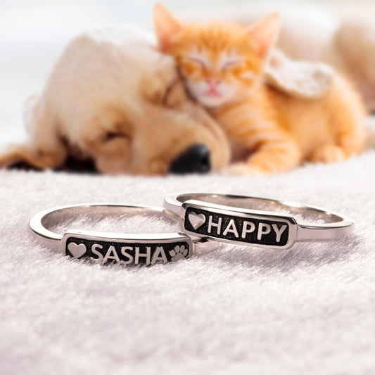 Personalized Pet Name Stackable Ring