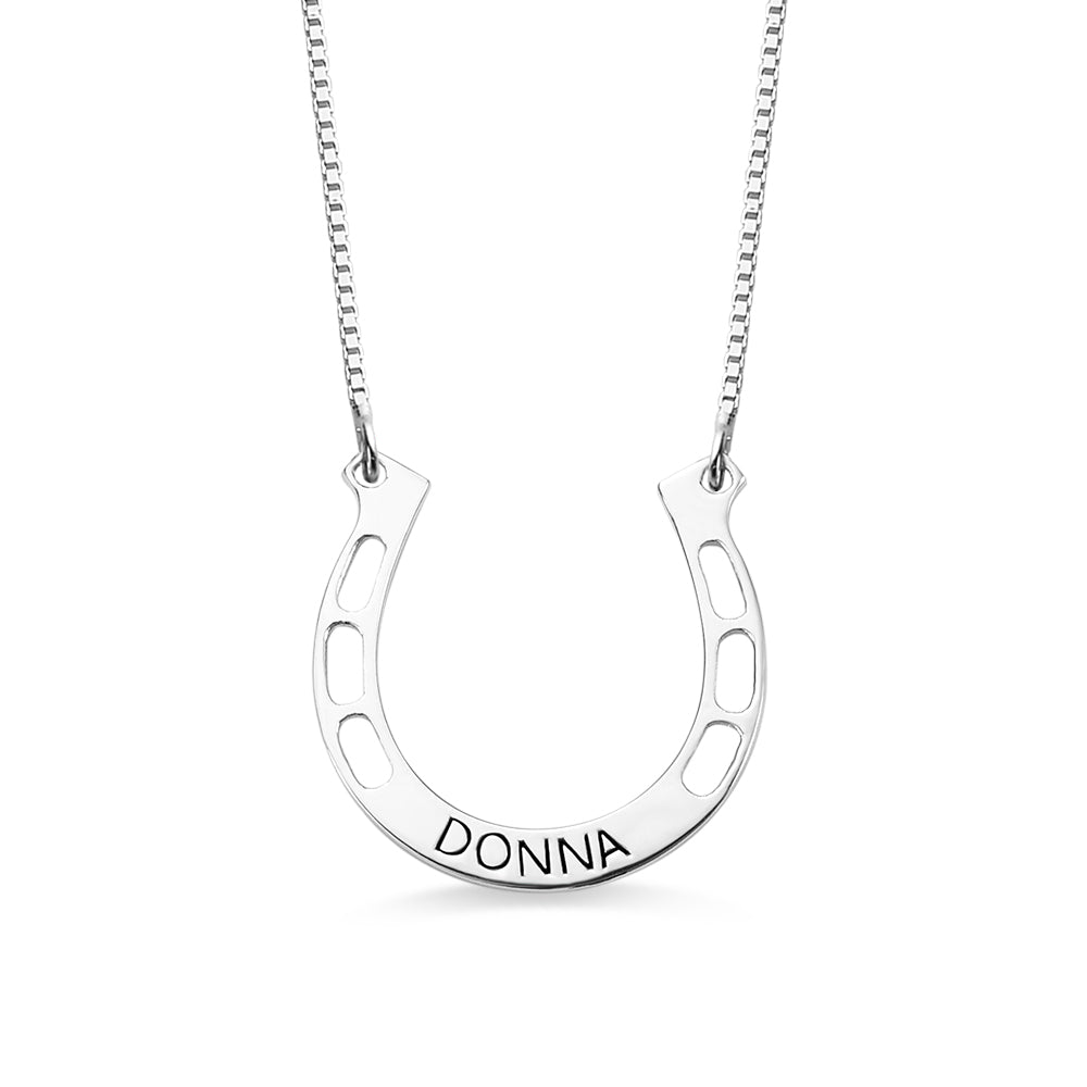 Personalized Horseshoes Name Necklace 925 Sterling Silver