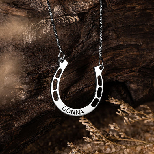 Personalized Horseshoes Name Necklace 925 Sterling Silver