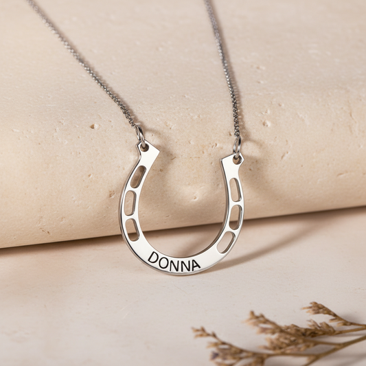 Personalized Horseshoes Name Necklace 925 Sterling Silver