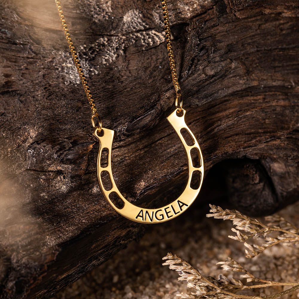 Personalized Horseshoes Name Necklace 925 Sterling Silver