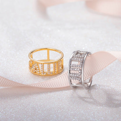 Personalized Crystal Name Ring