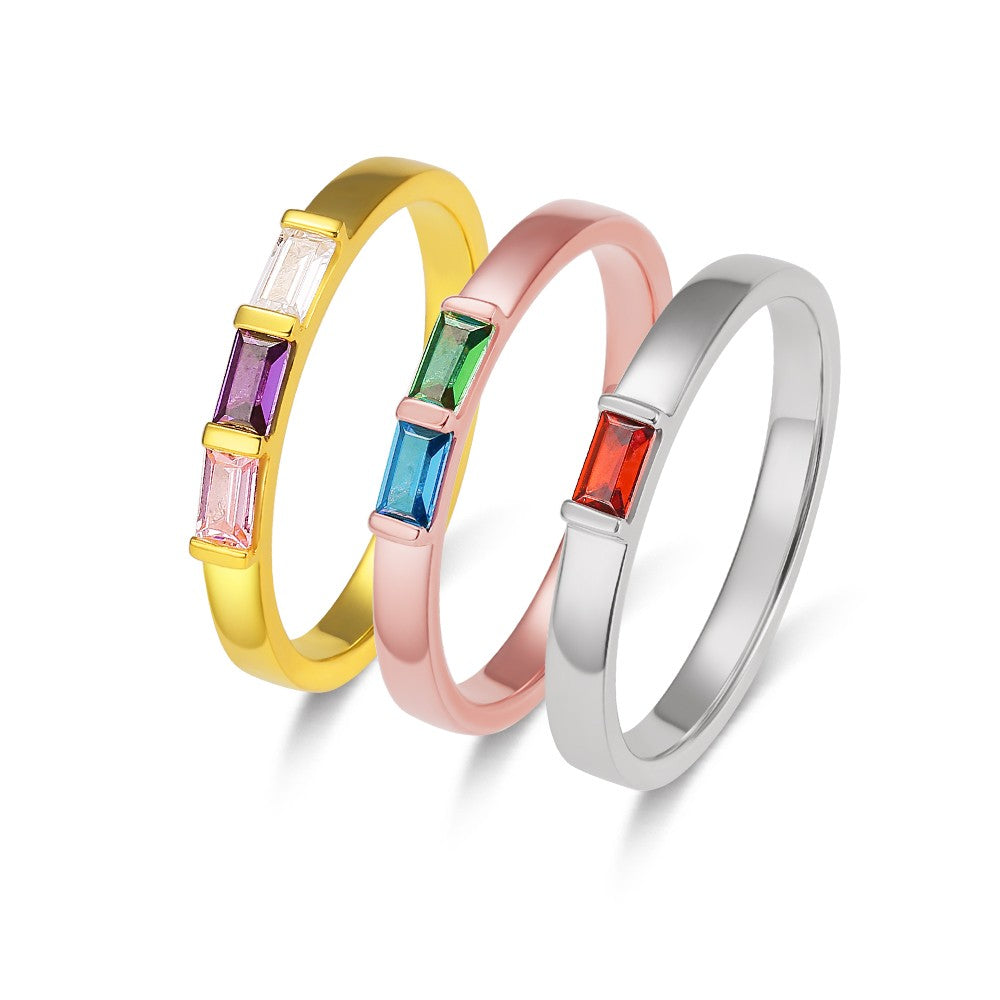 Combined Birthstone Stackable Rings