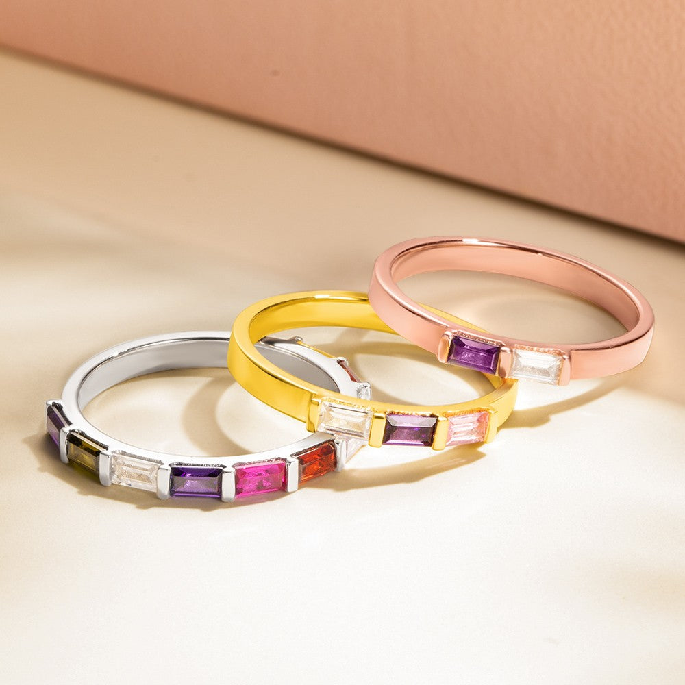 Combined Birthstone Stackable Rings