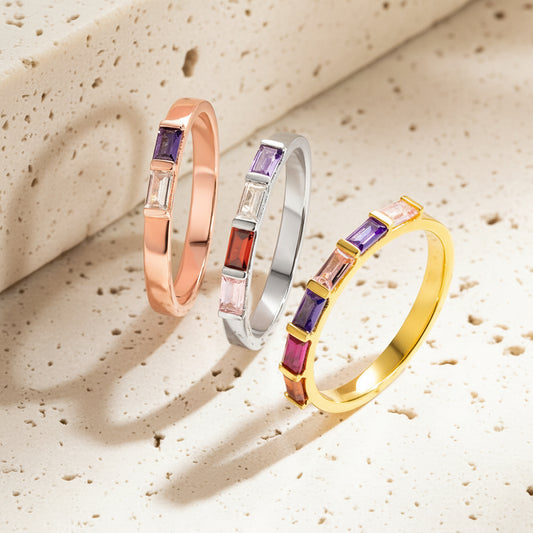 Combined Birthstone Stackable Rings