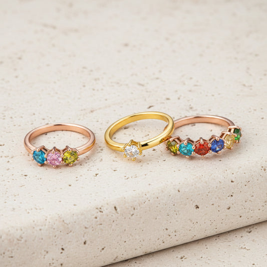 Dainty Combined Birthstone Ring