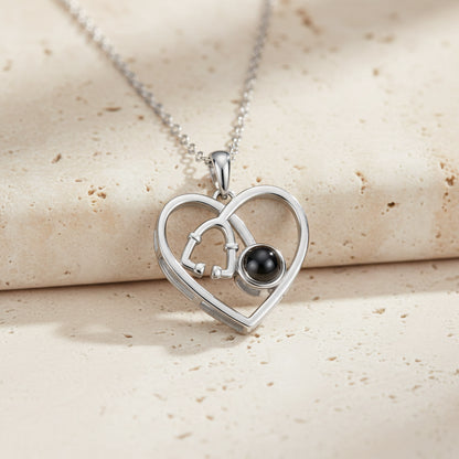 Custom Heart Stethoscope Photo Projection Necklace