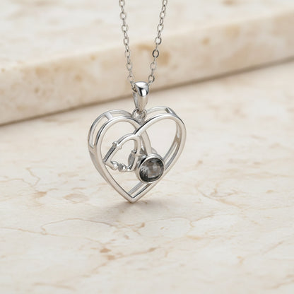 Custom Heart Stethoscope Photo Projection Necklace
